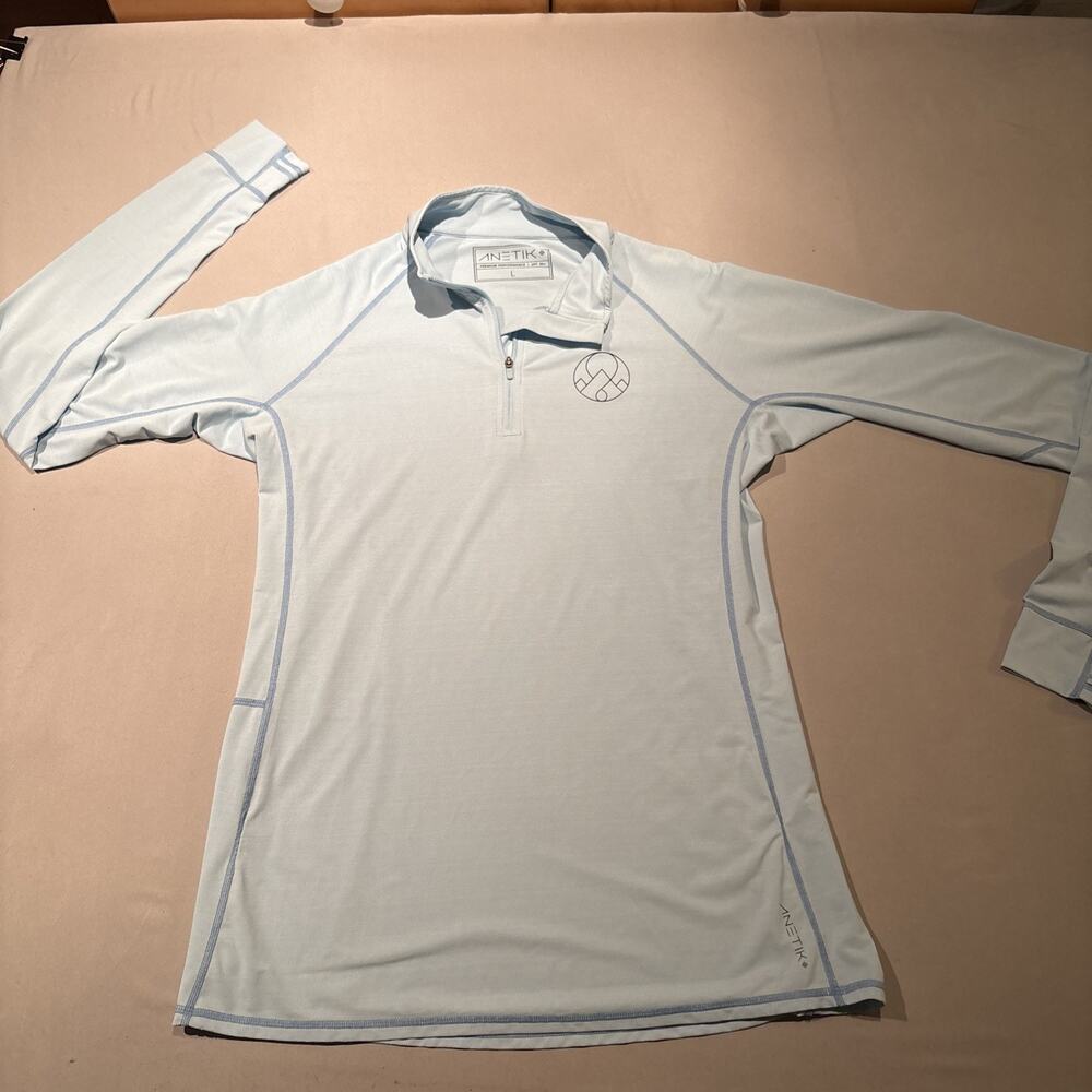 Anetik x Puakea Performance Quarter Zip Men’s Large Blue UPF 30+ Sun Shirt EUC